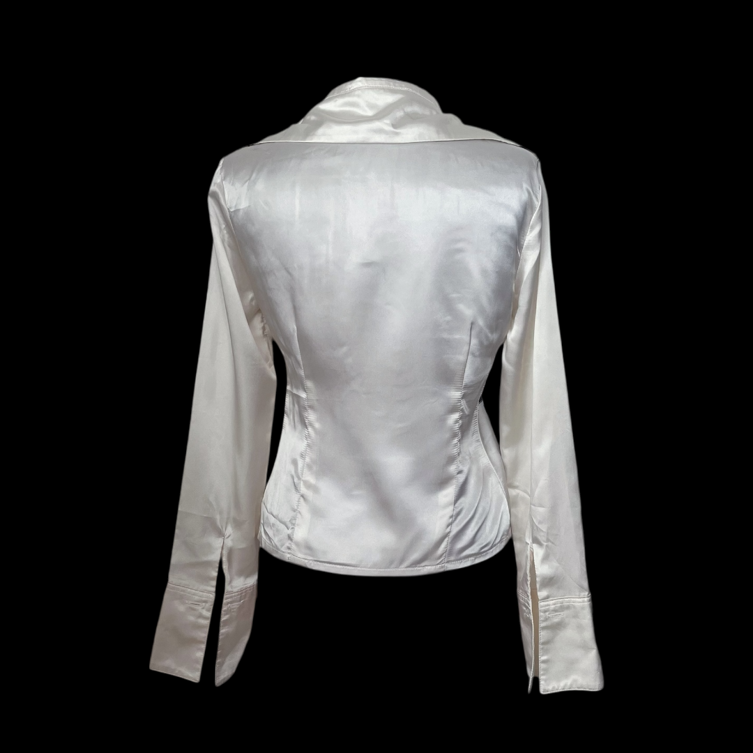 Rockstar Girlfriend REWORKED beige satin shirt 🎸🪷🍓