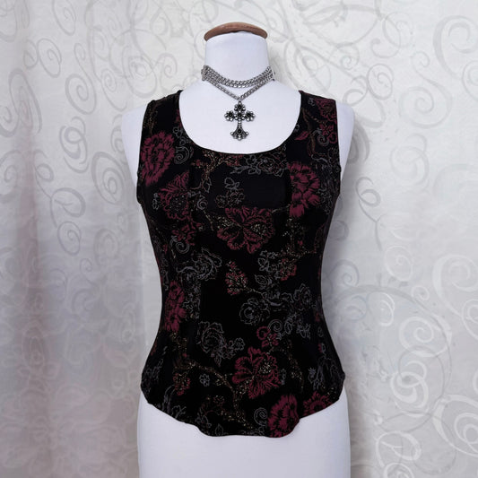 Whimsygoth strass floral cami top 🥀