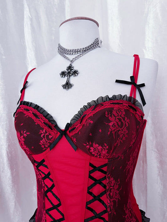 Vampire fairy red corset top 🧚🏽‍♀️