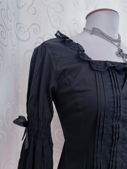 Dracula / Horror Protagonist cotton black romantic blouse 🖤🦇