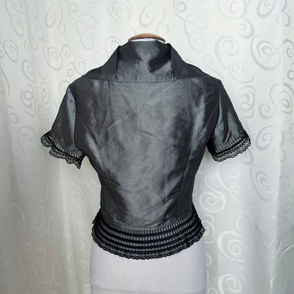 Whimsygoth satin silver bolero 🩶🌀