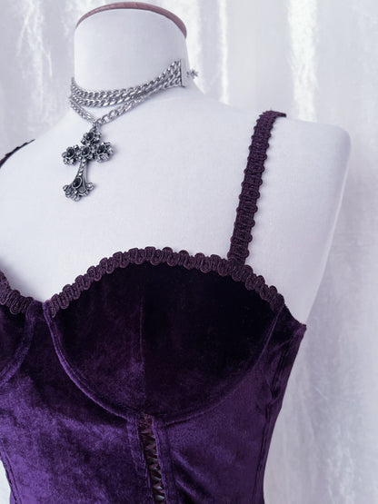 Gothic dark purple velvet corset 💜🧚🏻