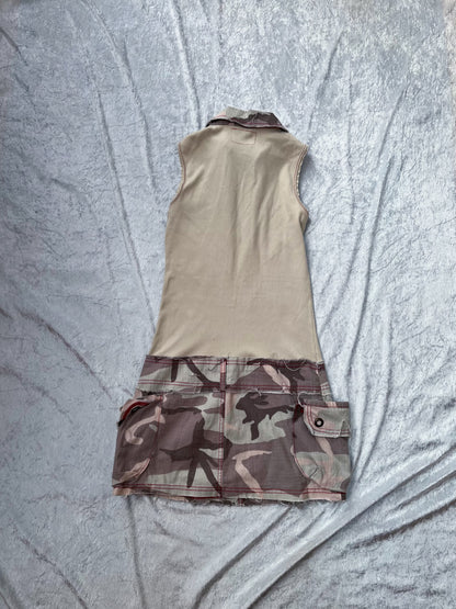00’s/Y2K beige dress with denim details ✨