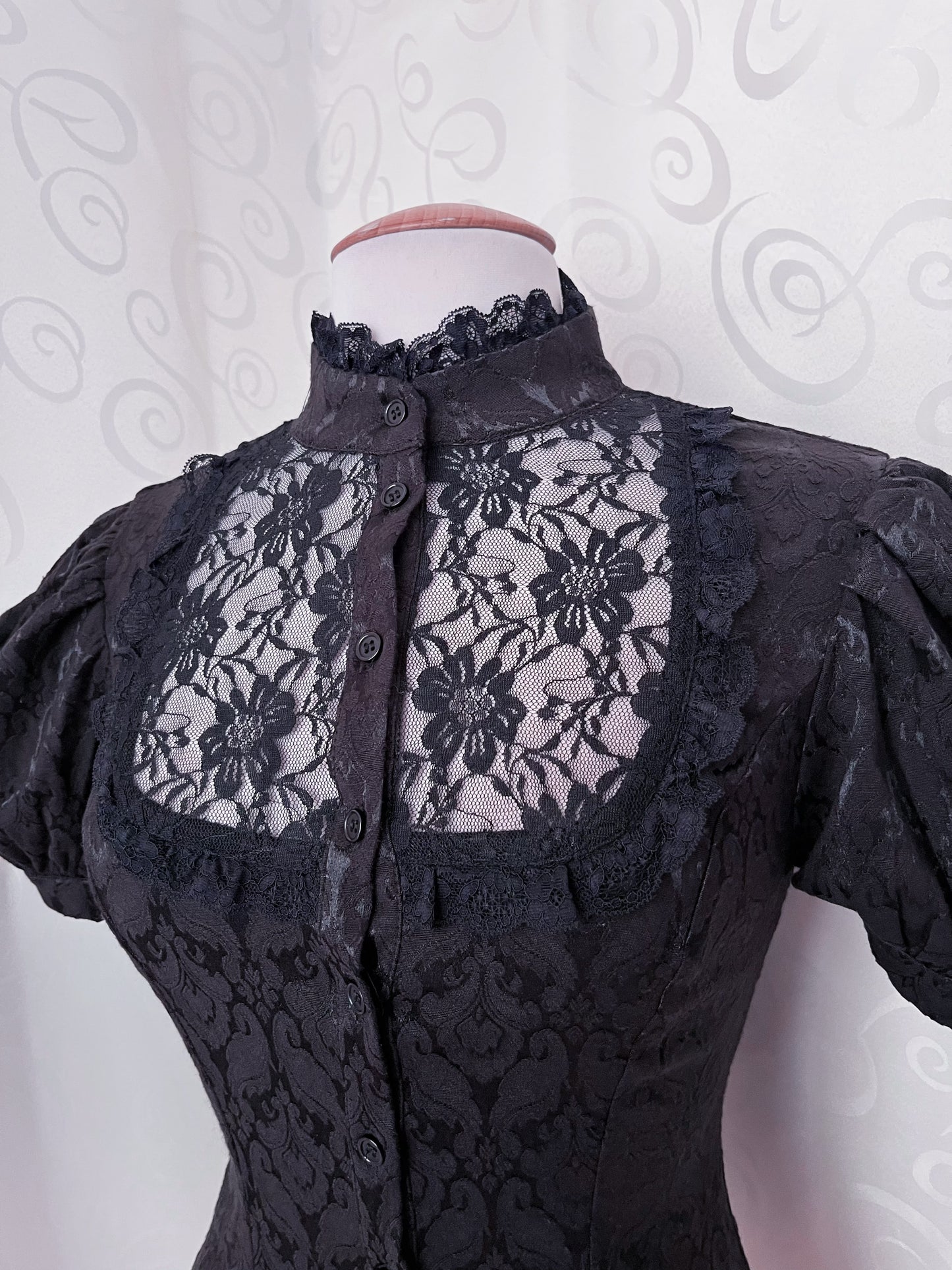 Dracula Gothic victorian style brocade high collar blouse 🦇🏰