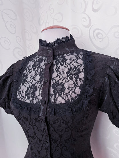 Dracula Gothic victorian style brocade high collar blouse 🦇🏰