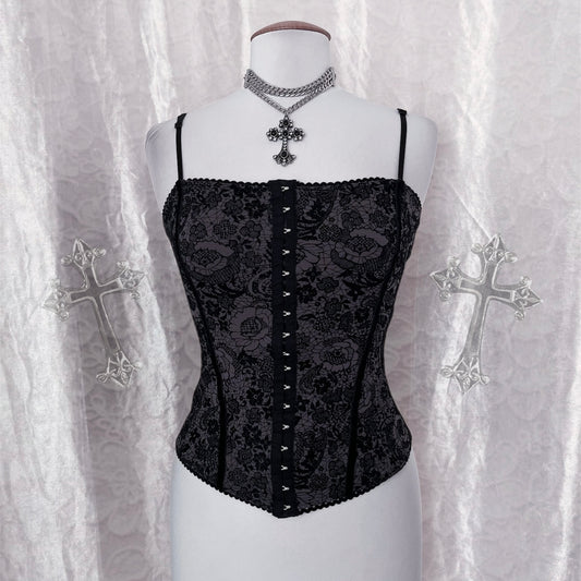 00’s gothic velvet & cotton top 🕷️