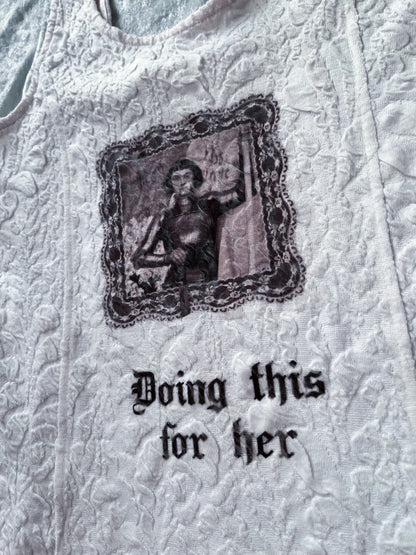 Joan of Arc Reworked Pimkie white embossed dress 🗡️♥️
