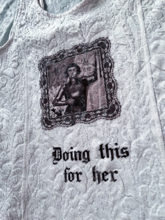 Joan of Arc Reworked Pimkie white embossed dress 🗡️♥️