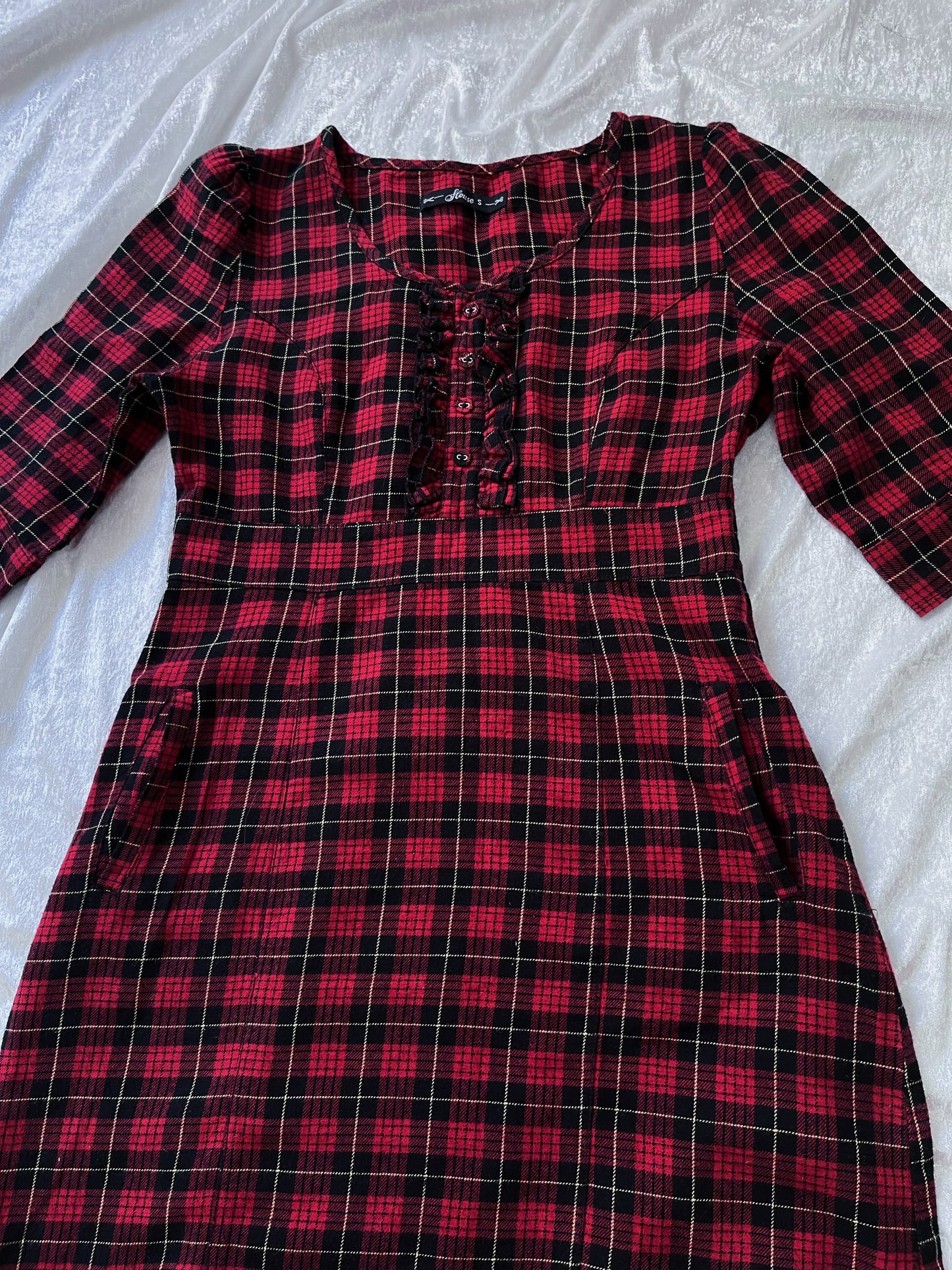 00’s Japanese fashion style cotton plaid dress ❣️