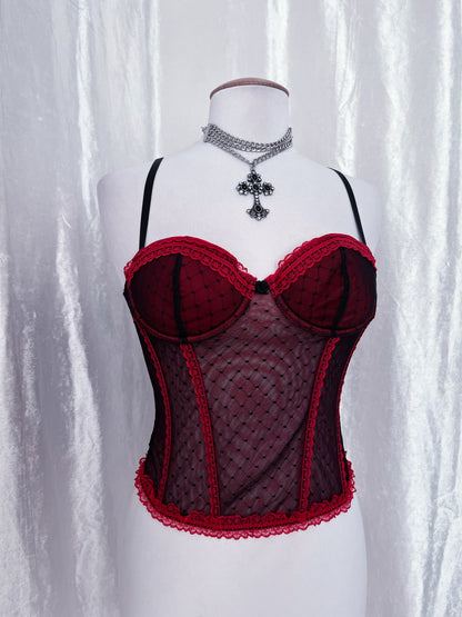 Old H&M vampire lace & mesh corset top 🌹