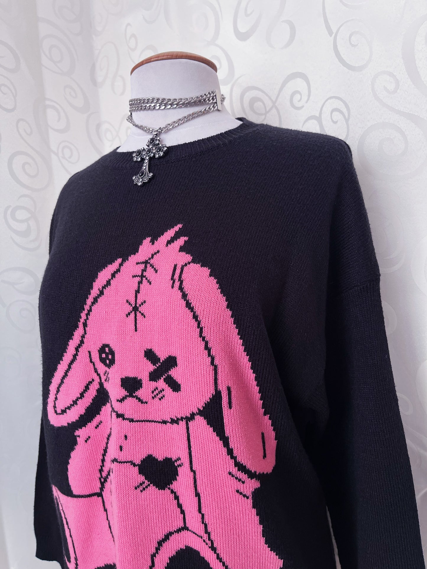 Modern Alt stitched rabbit knit sweater 🐇🧵