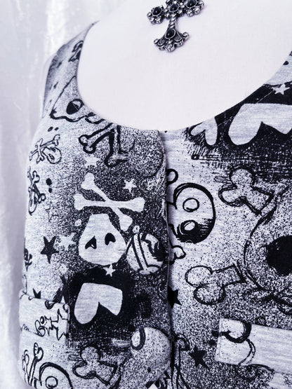 Emo/scene grey skull vest 💀