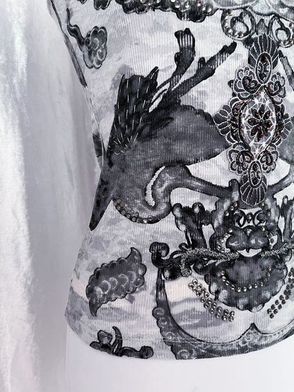 Y2K style graphic & beaded tank top ✨