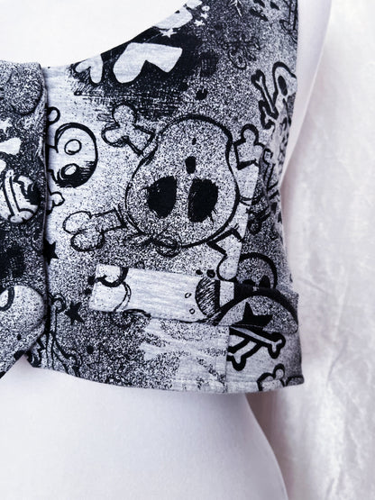 Emo/scene grey skull vest 💀