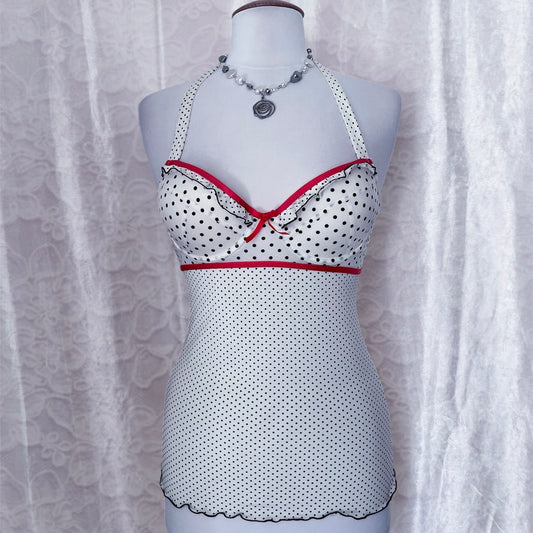 White polka-dot bustier top ⚪️🎀