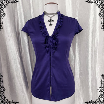 Espirit gothic / coquette purple shirt with ruffle detail 💜