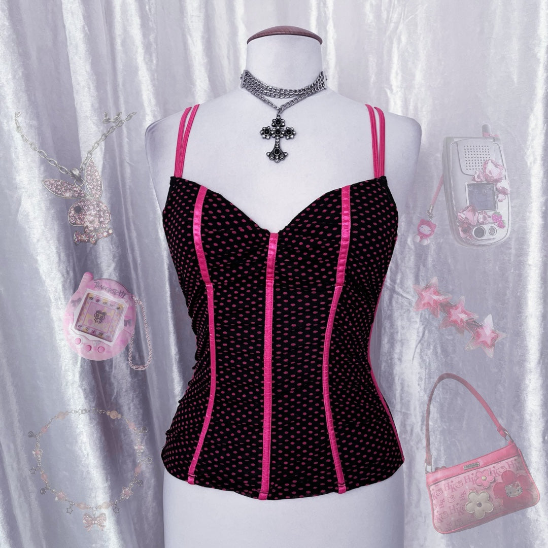 Y2K Victoria’s Secret Sexy little things mesh polka dot corset 🎀