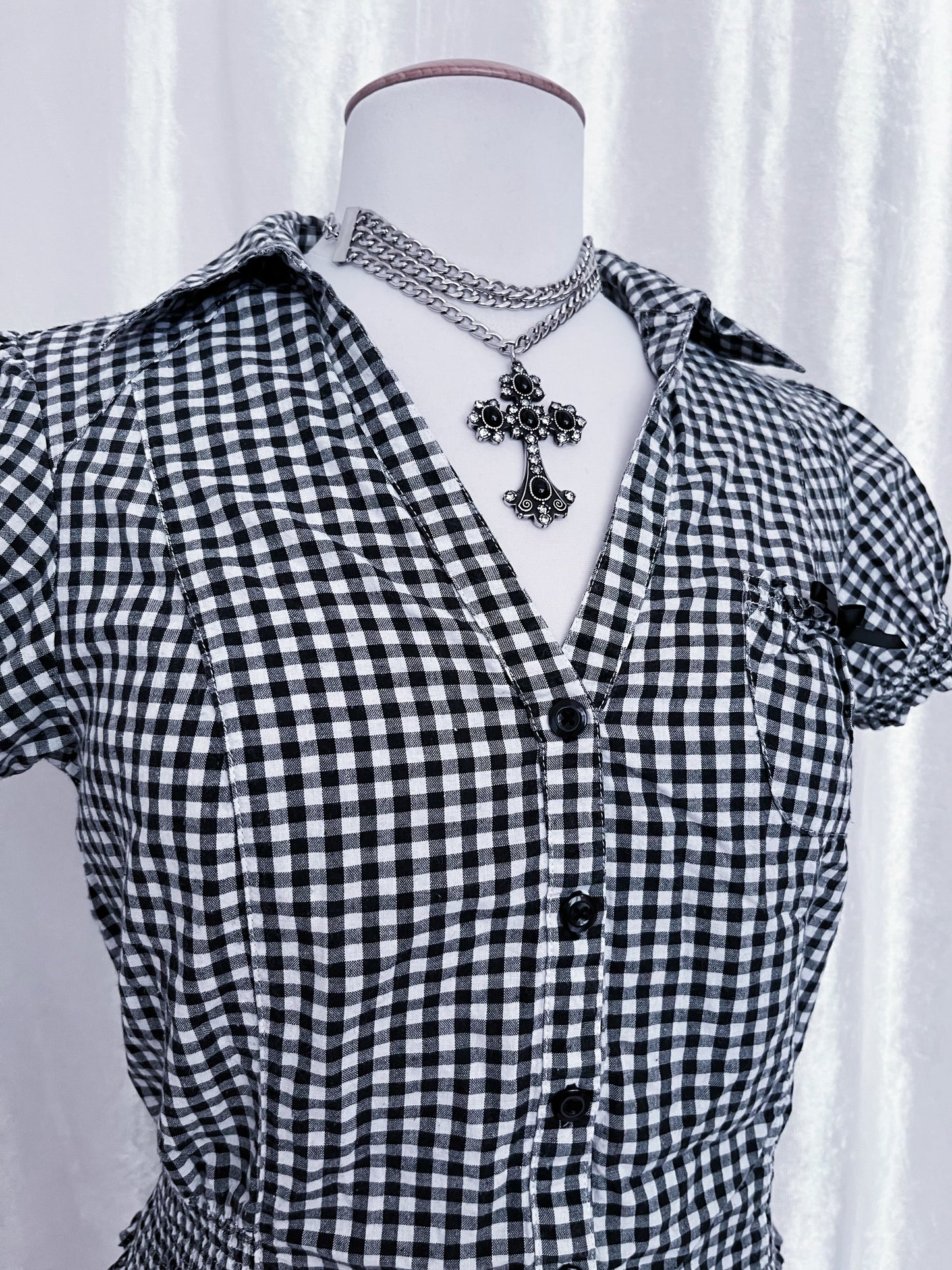Dark coquette dirndl plaid top 🎀