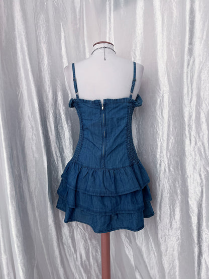 00’s denim lace-up dress 💜✨