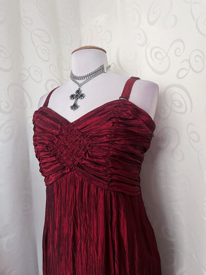 Whimsygoth vampire prom style maxi red dress with fairy embroidered & sequin details 🌀🩸