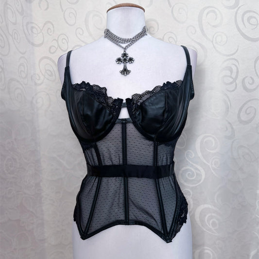 Alt black lace & PU corset 🕷️🕸️