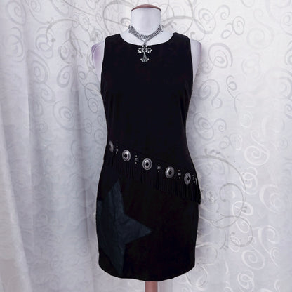 Alt cowboy, faux suede black dress 👢⭐️