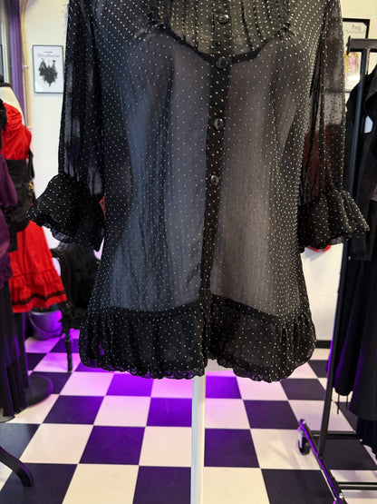 Dark coquette/Jirai kei style see-through polka dot shirt 🌀