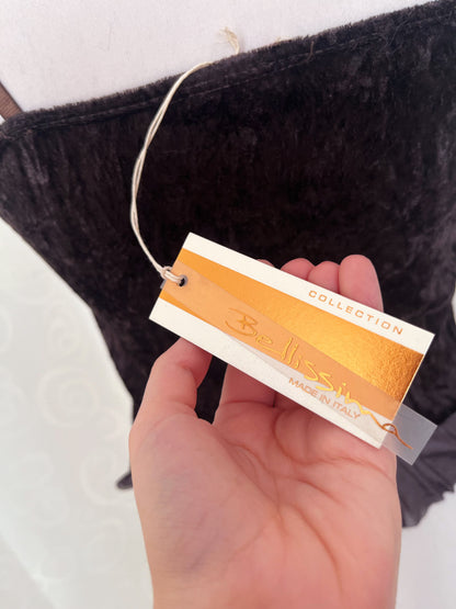 00’s deadstock whimsy fairy brown top with velvet, sequin & tulle detail 🌀🐌