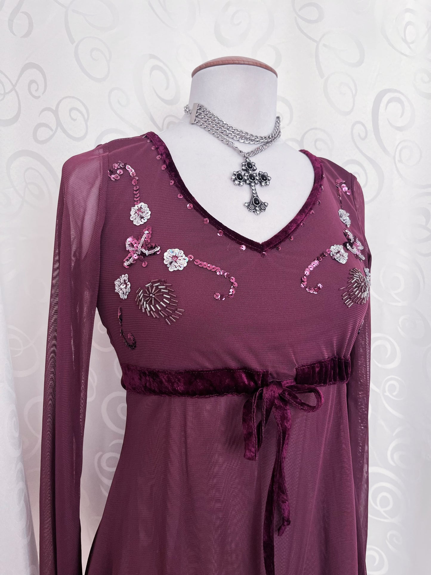 Melrose, whimsy fairy plum mesh top with sequin details 💜🎀