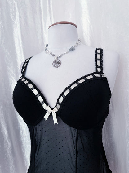 Dark coquette asymmetrical bustier top 🎀🕸️