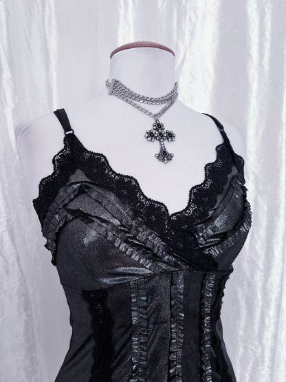 Dark coquette / Gothic silver top 🕸️🩶