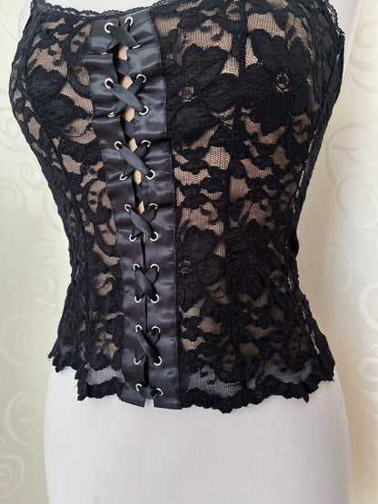 Gothic fairy beige lace corset top 🦇🪽