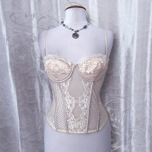H&M coquette cream mesh & lace corset 🪽