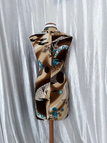 Beautiful beige & brown Qipao cheongsam dress 🦋