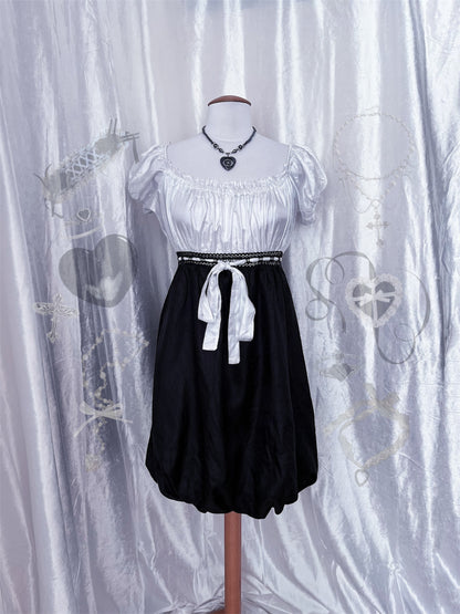 00’s milkmaid gothic coquette dress ⋆.ೃ࿔*:･