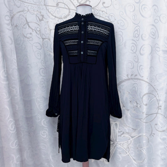00’s gothic jirai kei navy dress with velvet details 🦇