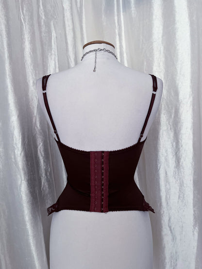 Vintage whimsy lace brown corset top 🧁🧚🏾