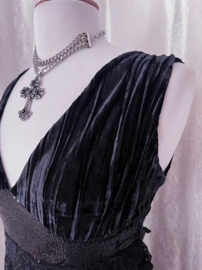 Dark whimsy fairy velvet, lace & sequin top 🧚🏽‍♀️🦇