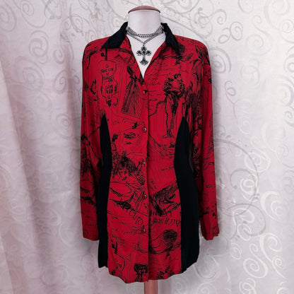Vintage crazy-patterned red & black shirt ❤️