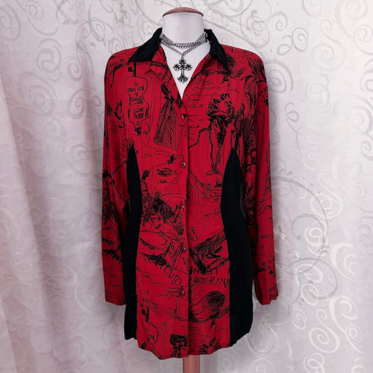 Vintage crazy-patterned red & black shirt ❤️