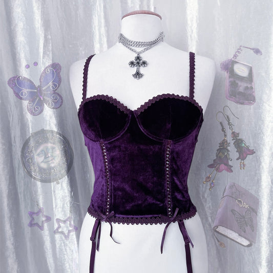 Gothic dark purple velvet corset 💜🧚🏻