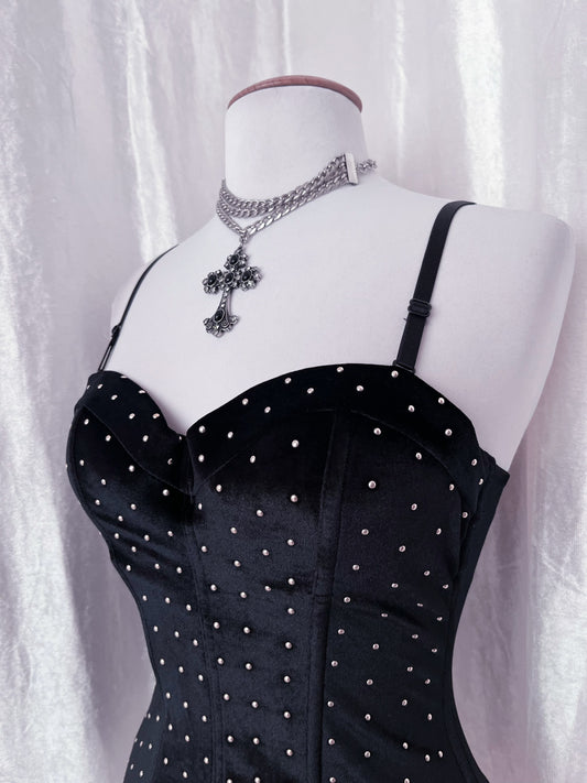 Iconic velvet black corset top ♠️🗝️