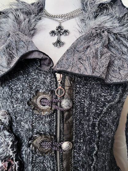 00’s whimsygoth knit light jacket with beautiful patchwork details 🌀🦇