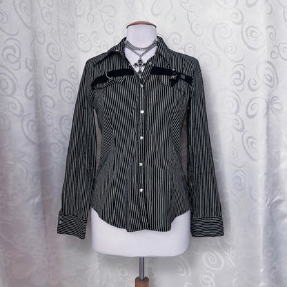 00’s Gothic striped cotton shirt 🕷️