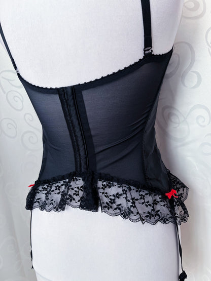 Gothic Moulin Rouge style satin black & red corset ❤️🕸️