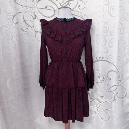 Gothic lolita / Jirai kei burgundy dress with leopard print ✝️