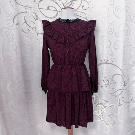 Gothic lolita / Jirai kei burgundy dress with leopard print ✝️