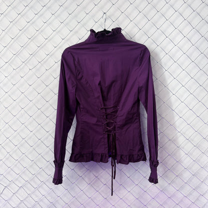 Dracula Victorian purple blouse with ruffle detail .⋆♱