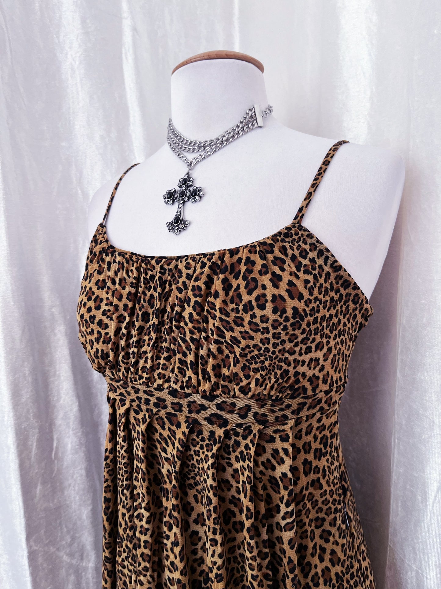 Alternative mesh double-layered leopard print dress 🐆♠️