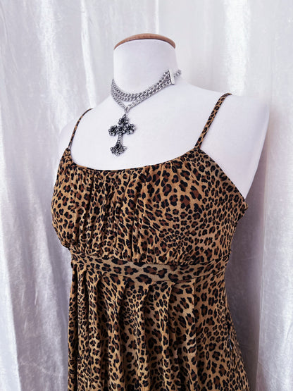 Alternative mesh double-layered leopard print dress 🐆♠️